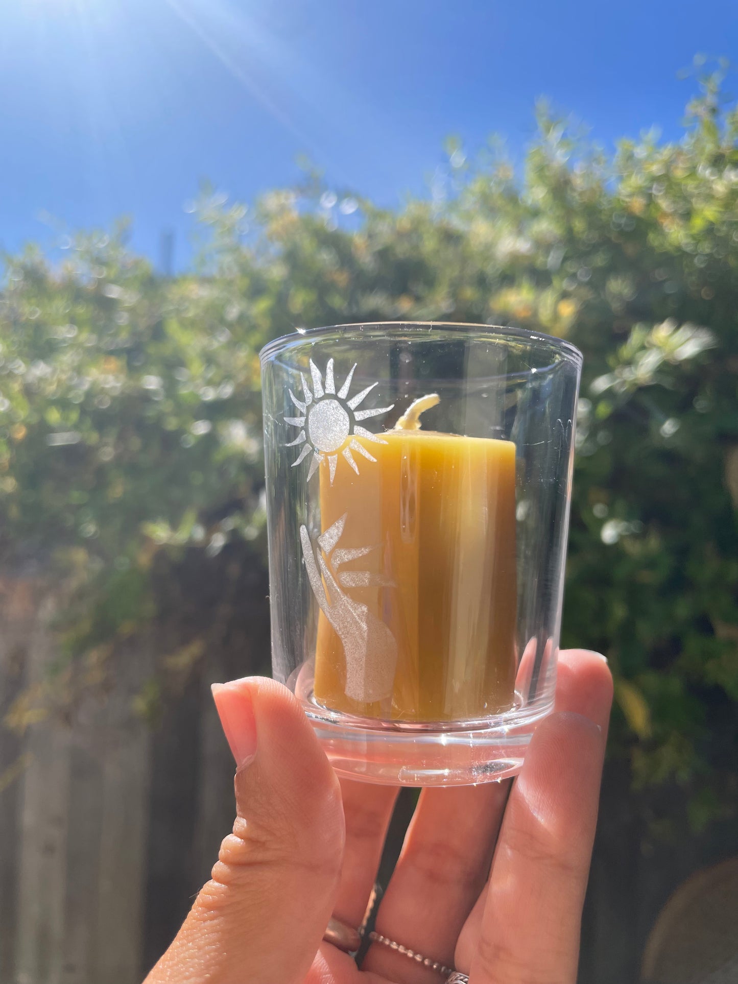 Etched Glass Votive Holder