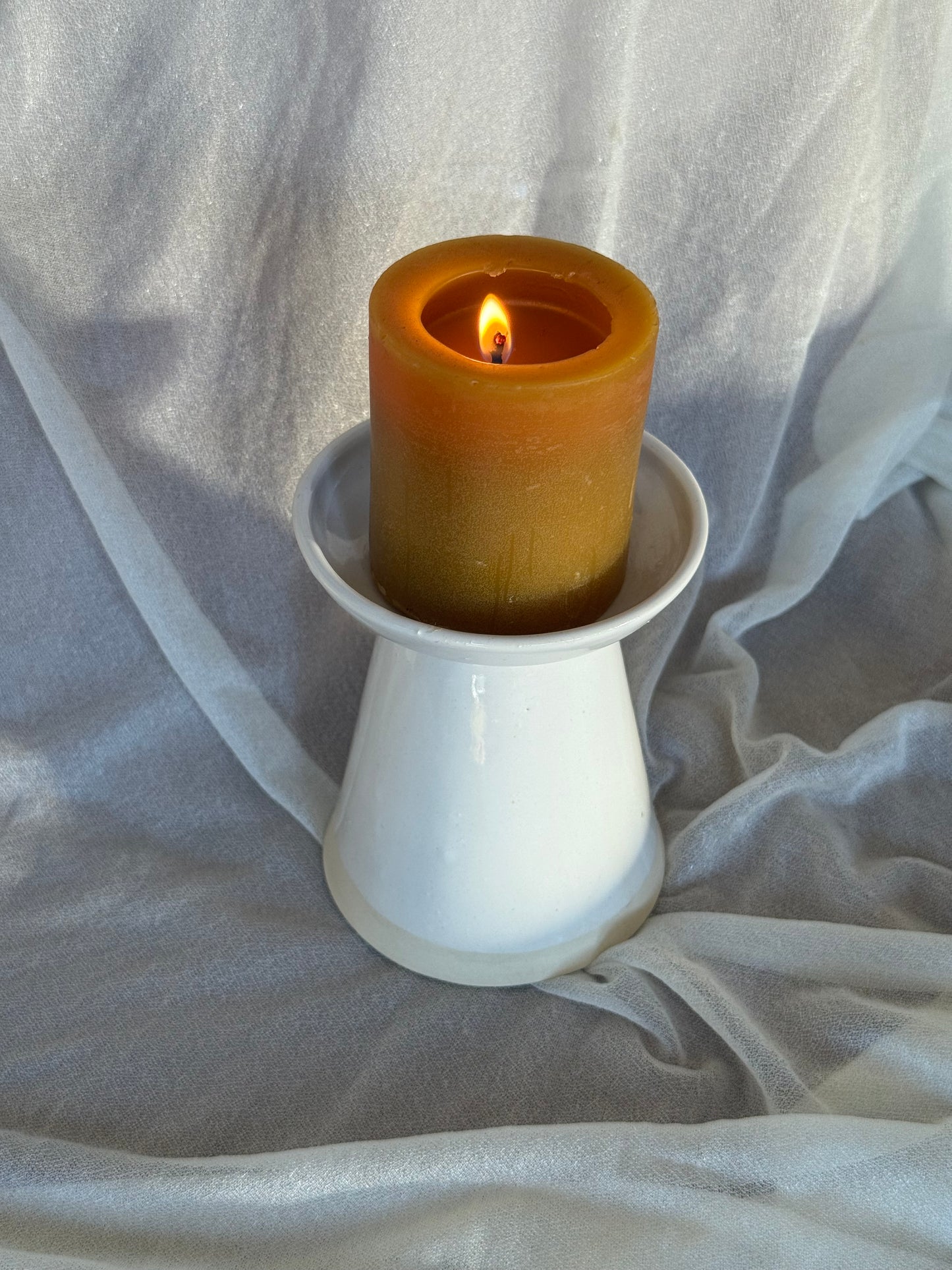 White Pillar Candle Holder