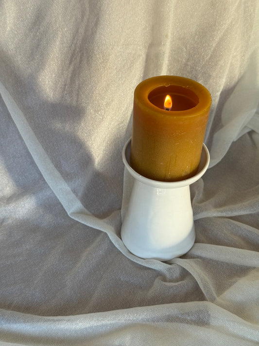 White Pillar Candle Holder