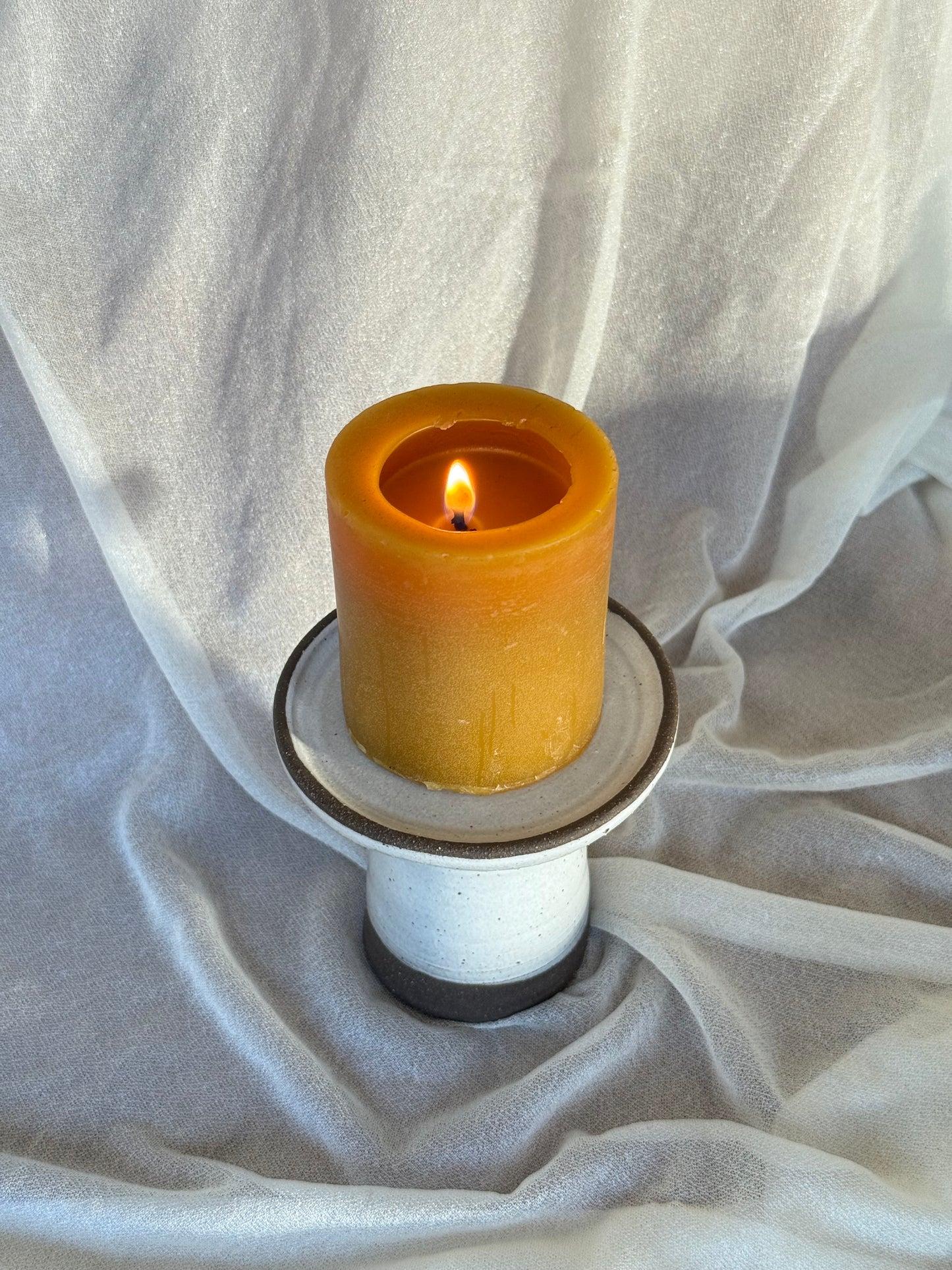 White Pillar Candle Holder