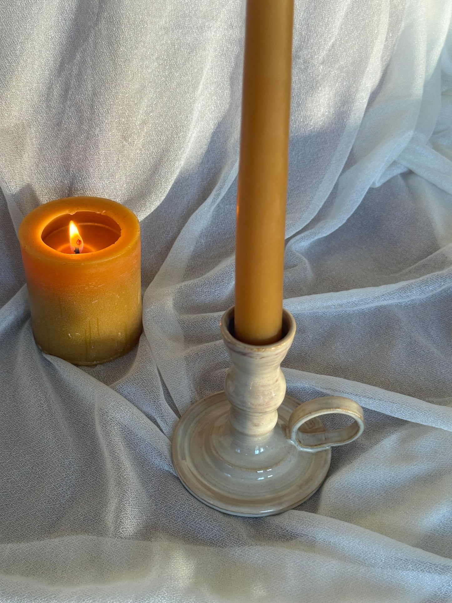Beige Taper Candle Holder