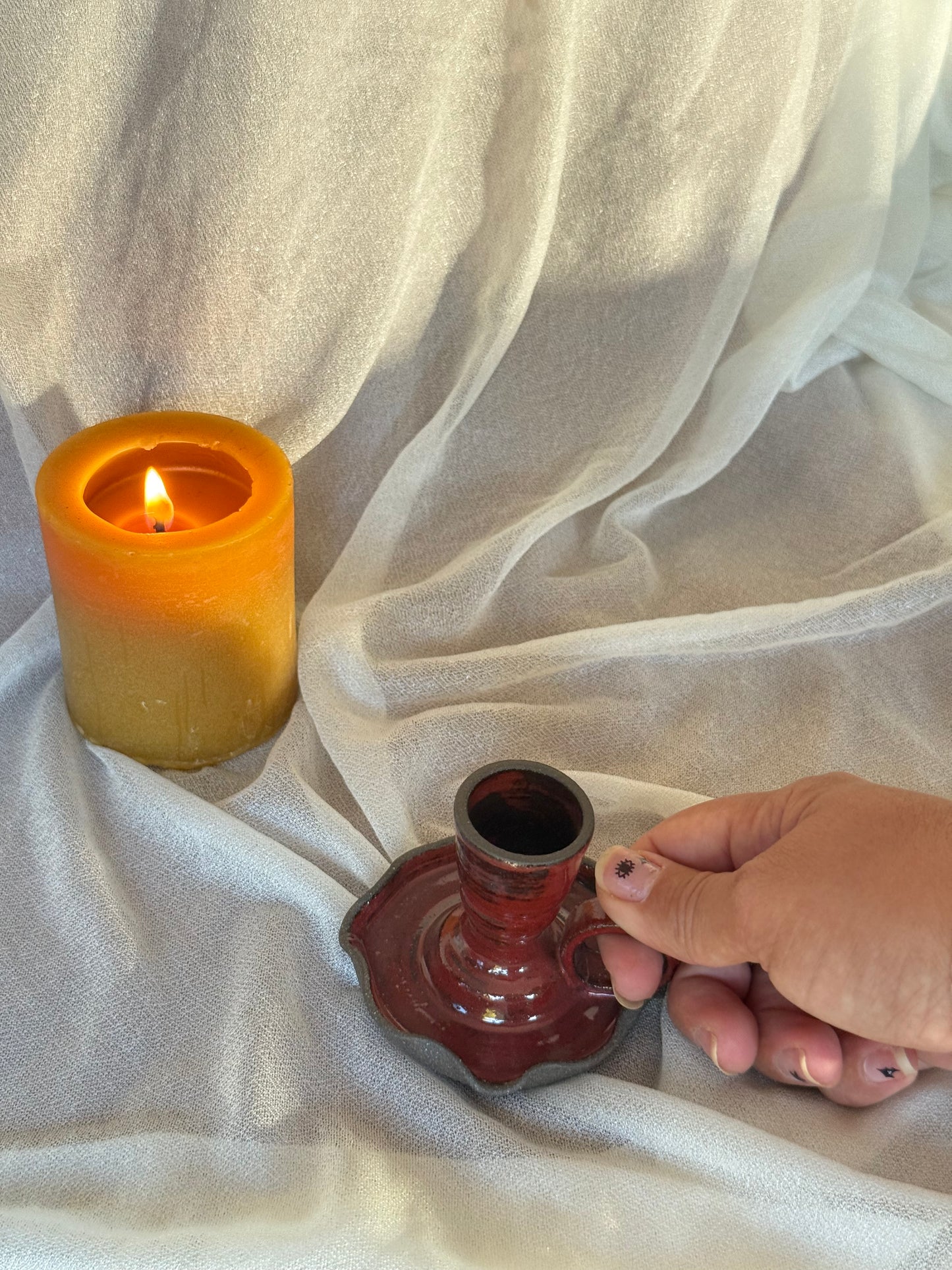 Red Taper Candle Holder