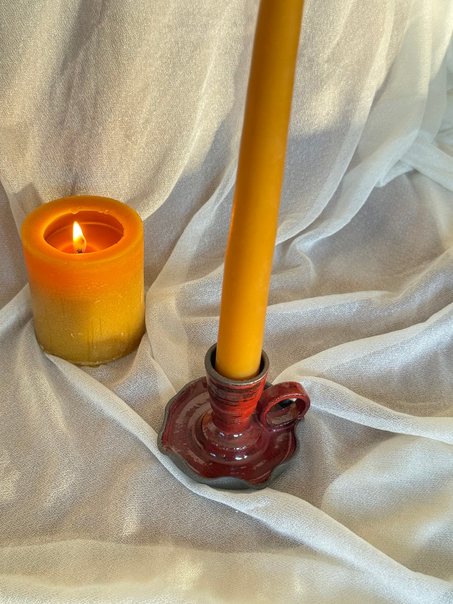 Red Taper Candle Holder