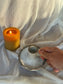 White Split Rim Candle Holder