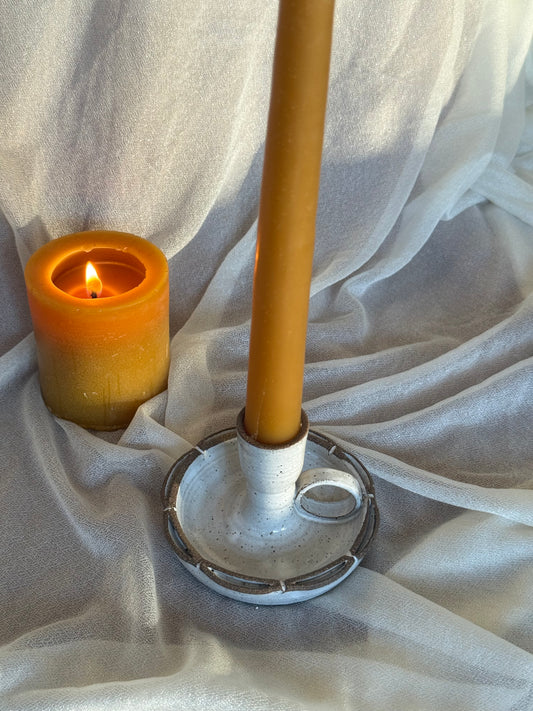 White Split Rim Candle Holder