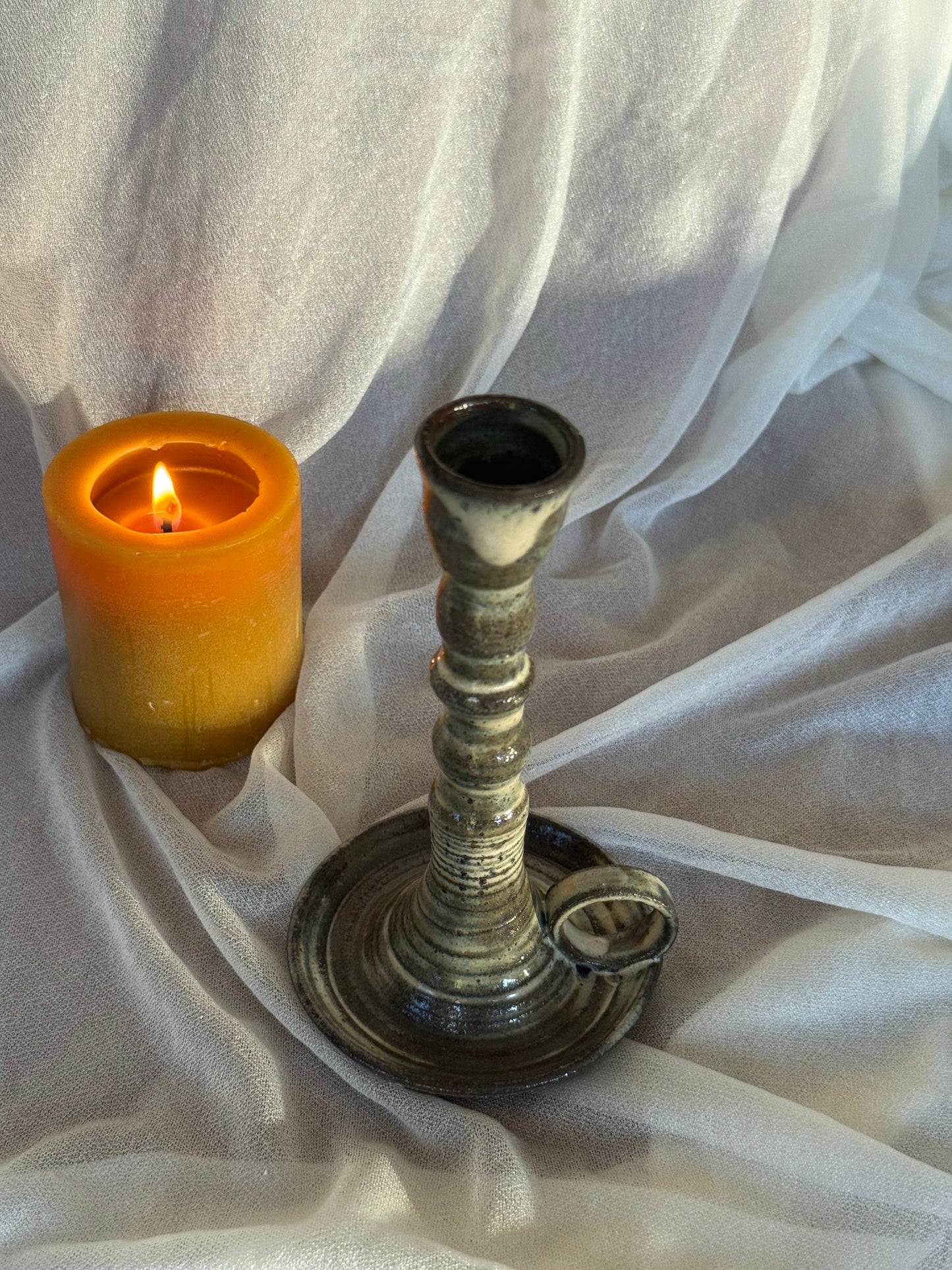 Beige Taper Candle Holder