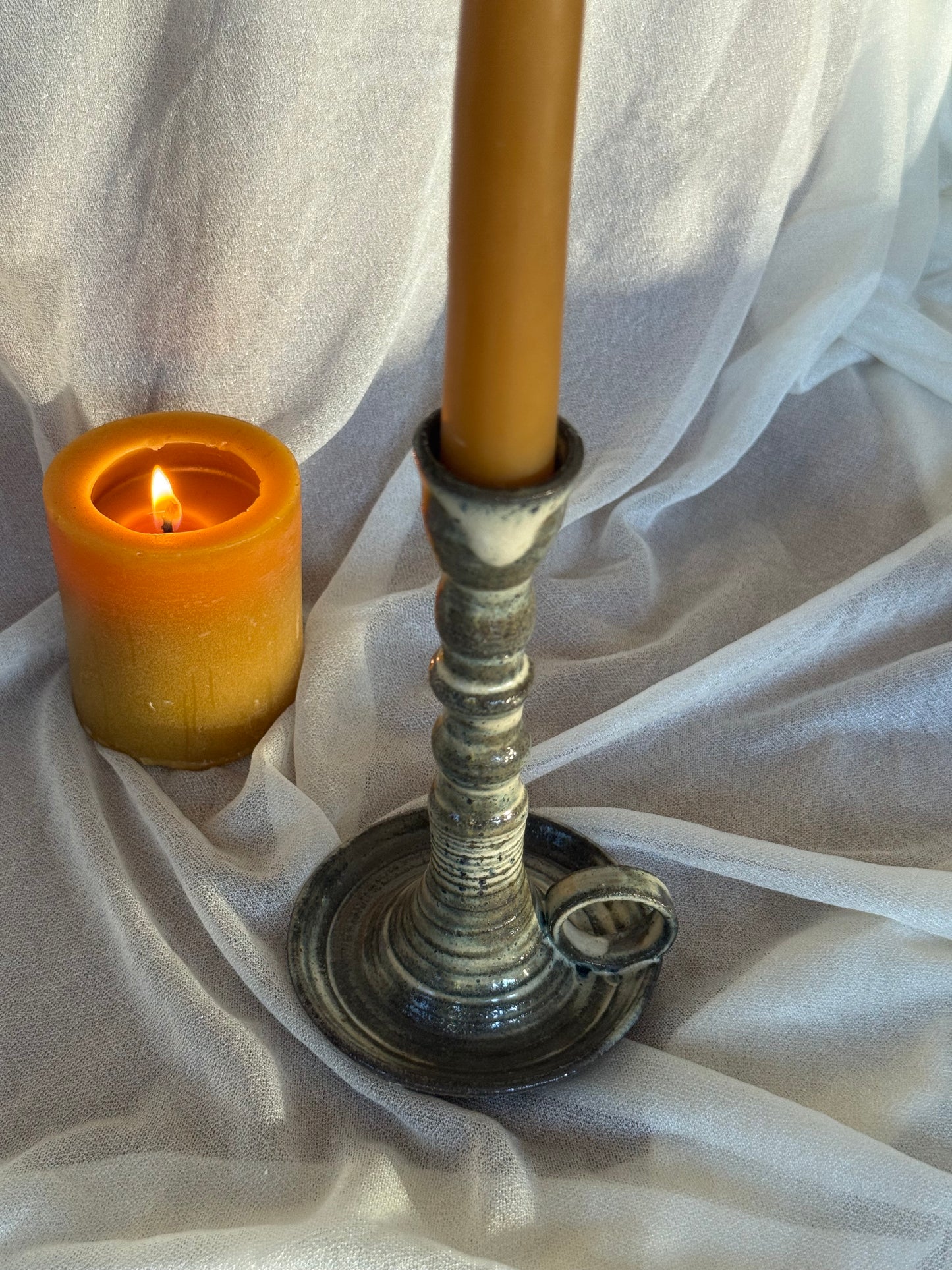 Beige Taper Candle Holder